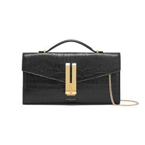 Demellier Vancouver Clutch Black Croc Evening Bag Cocktail